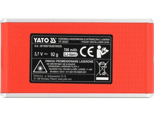 Кишеньковий рівень з лазером YATO YT-30357
