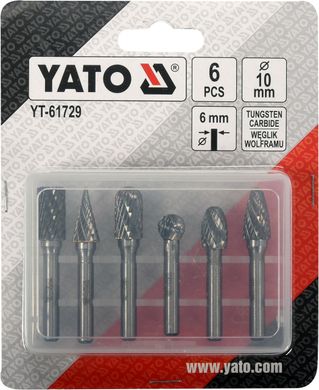 Фрезы с металлическим хвостовиком 6 шт. YATO YT-61729