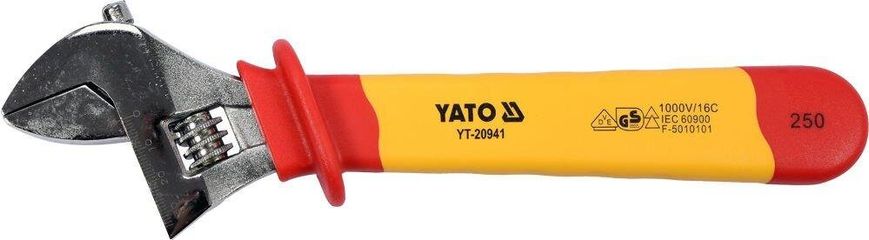 Ключ разводной диэлектрический VDE до 1000 В 250 мм YATO YT-20941
