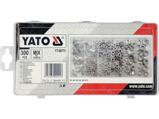 Набір метричних гайок 300 шт. різних розмірів YATO YT-06772