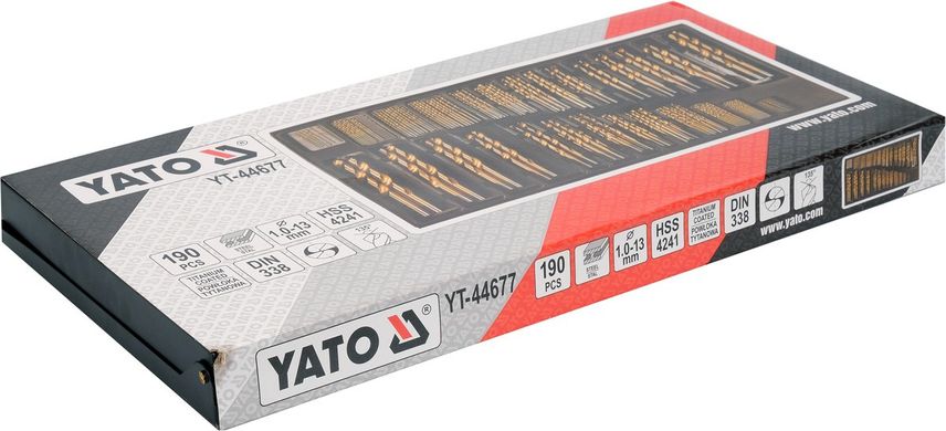 Набір свердел по металу 190 шт 1-13 мм YATO YT-44677