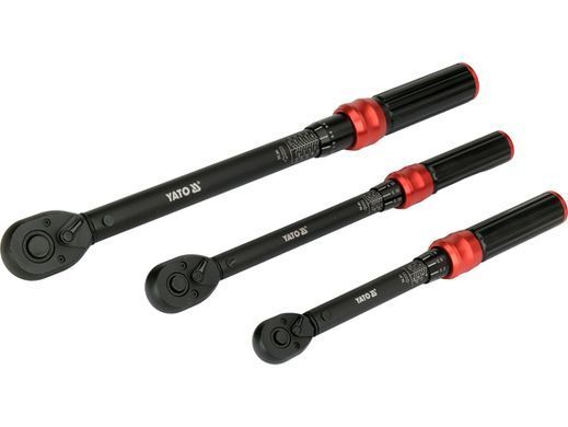 Динамометрический ключ 1/4", 3/8", 1/2", 2-220Нм, 9 элементов, YATO YT-07716