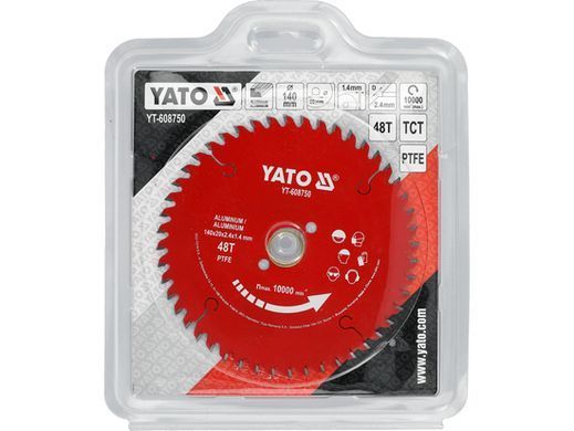 Диск відрізний для алюмінію TCT PTFE 140x20x48T YATO YT-608750