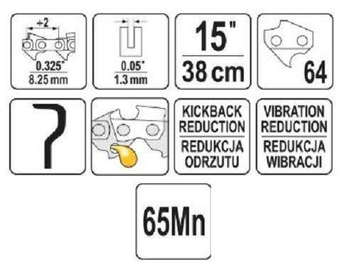 Цепь для бензопилы 15" 0.325" 64 полудолото YATO YT-84945