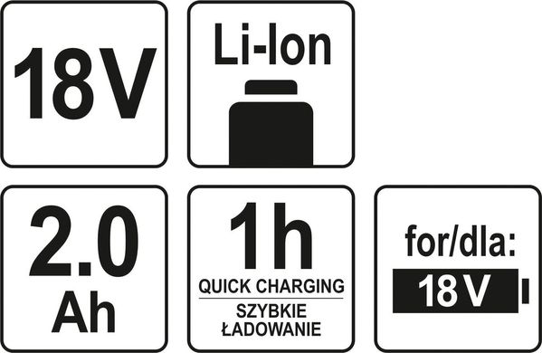 Аккумулятор LI-ION 18V 2Ah YATO YT-82842