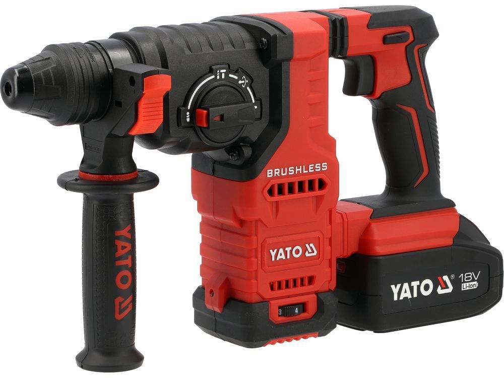 ▷ Бесщеточный перфоратор-дрель SDS+ 18 В 2x4 Ач YATO YT-827724