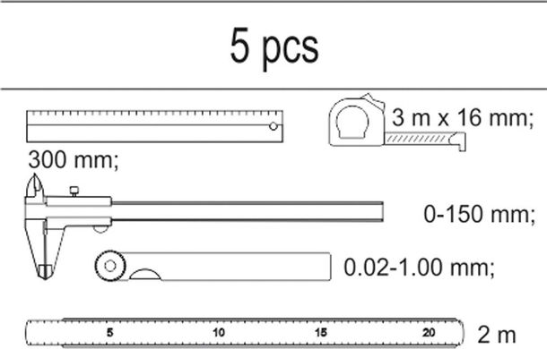 Набір вимірювального інструмента 5 предметів YATO YT-55474
