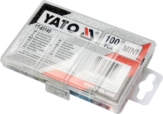 Комплект предохранителей мини-низкопрофильный 100 шт. YATO YT-83145