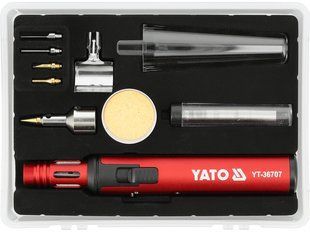 Газовый паяльник с вращением на 360&deg; и аксессуарами YATO YT-36707