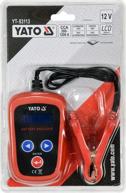 Электронный тестер аккумулятора YATO YT-83113