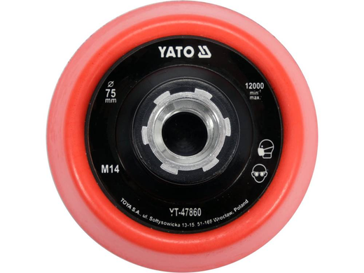 Крепление для полировальных кругов 75 мм с липучкой, М14 YATO YT-47860