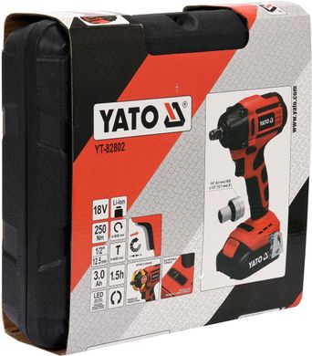 Аккумуляторный бесщеточный гайковерт 250 Нм YATO YT-82802