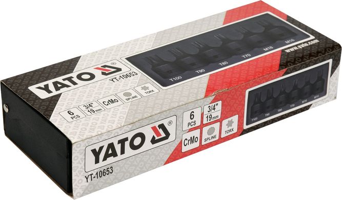 Набір ударних біт Torx/Spline 6 одиниць YATO YT-10653