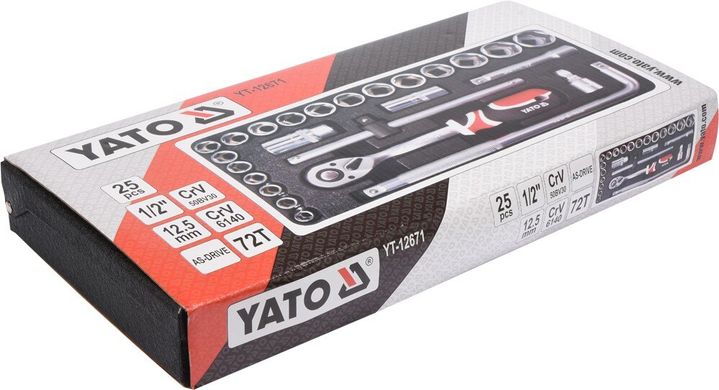 Набір торцевих головок в кейсі 25 предметів YATO YT-12671