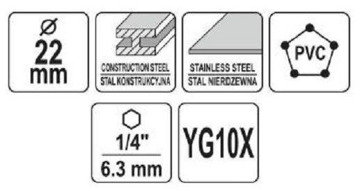 Коронка TCT по металлу 22мм YATO YT-44054