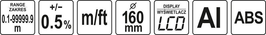 Колесо измерительное 160 мм в пределах 0.1-10000 м YATO YT-71655