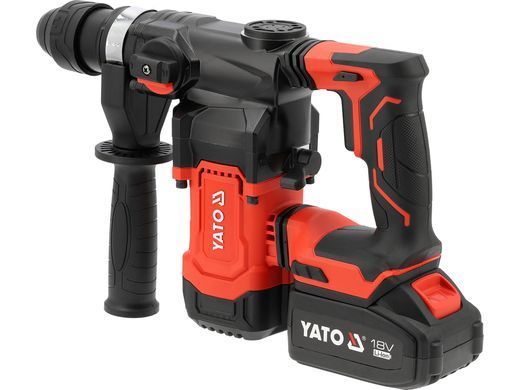 Бесщеточная ударная дрель SDS+ 18В 3.8 Дж (BL; 2x4.0 Ач) с двумя аккумуляторами YATO YT-827741