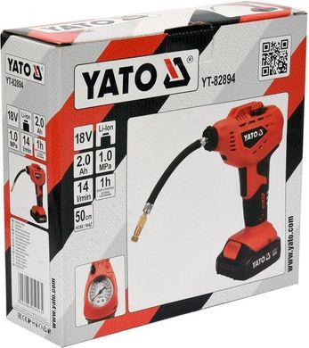 Аккумуляторный компрессор 18 В для накачки колес YATO YT-82894