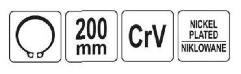 Съемник стопорных колец 200 мм наружные прямые YATO YT-2144