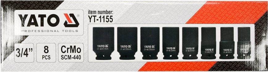 Набор ударных торцевых головок 3/4" 8 шт. YATO YT-1155