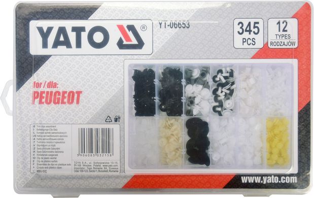 Набор автомобильного крепежа для Peugeot YATO YT-06653