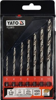 Набір спіральних свердел по дереву 3-10 мм YATO YT-33873
