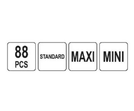Комплект предохранителей MINI/STANDARD/MAXI 88 шт. YATO YT-83147
