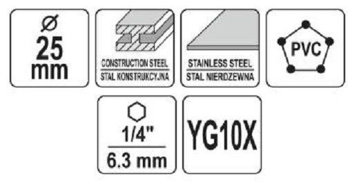 Коронка TCT по металлу 25мм YATO YT-44056